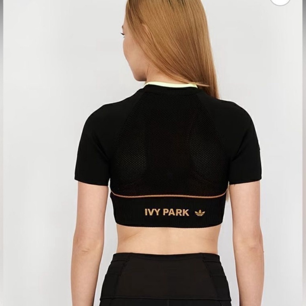 Adidas women’s ivy park black mesa knit crop tops
